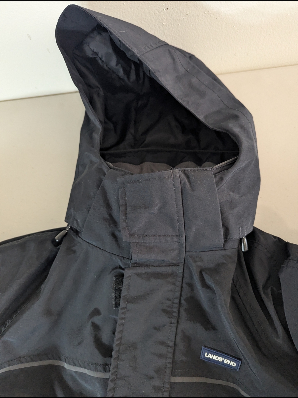 Lands’ End Black Insulated Squall Parka Jacket Hooded Waterproof Coat Mens Small - Picture 10 of 12